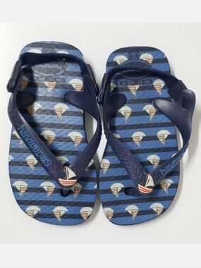 Havaianas SAILBOAT Print Back Strap Flip Flop Sandals Toddler Sz 6